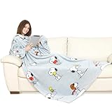 Kanguru Decke mit ärmeln, Snoopy 180x140, Sofa kuscheldecke zum anziehen mit zentrale Tasche, weiche Flannel mikrofaser, tragbare tv tagesdecke